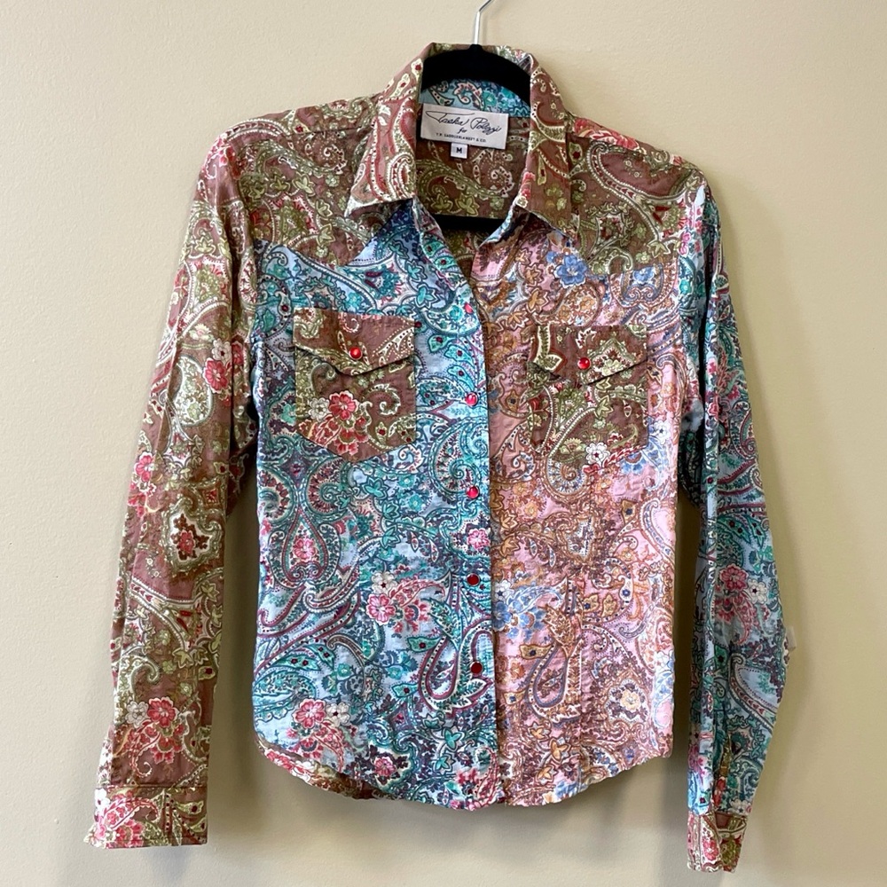 Tasha Polizzi | Paisley Patchwork Western Shirt w/Red Snaps, Sz M ♥ EUC